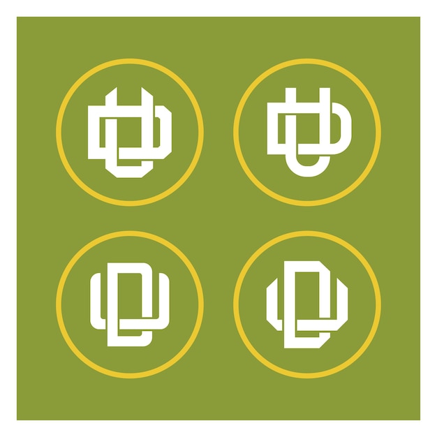 Carta de colección de monogramas DU o UD con estilo de enclavamiento para marca, ropa, ropa, ropa de calle