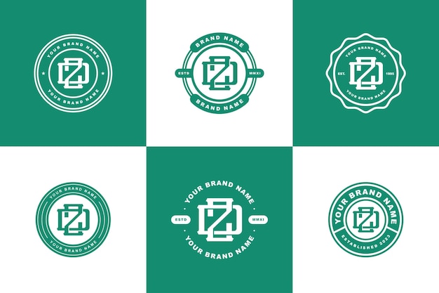 Carta de colección de monogramas DZ o ZD con diseño de insignia de estilo interlock para ropa de marca