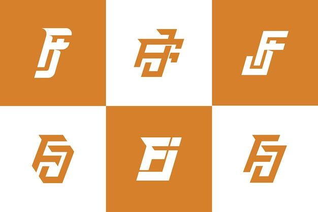 Carta de colección de monogramas FJ o JF con estilo moderno entrelazado bueno para ropa de marca