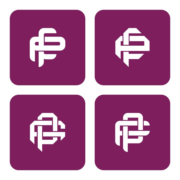 Vector carta de colección de monogramas fp o pf con estilo de interbloqueo para ropa de marca ropa de calle