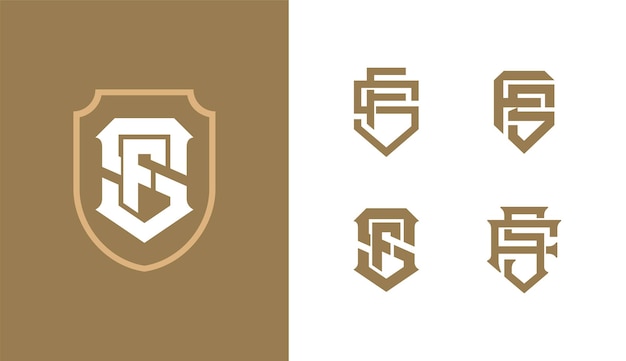 Vector carta de colección de monogramas fs o sf con escudo entrelazado estilo moderno bueno para ropa de marca