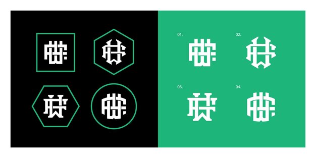Carta de colección de monogramas FW o WF con estilo de enclavamiento para ropa de marca ropa de calle