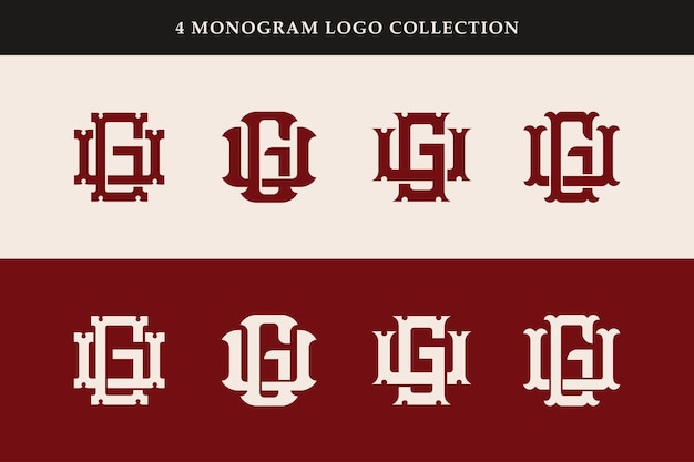 Carta de colección de monogramas GU o UG con estilo clásico vintage entrelazado bueno para la marca de ropa
