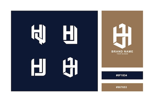 Carta de colección de monogramas HJ o JH con estilo moderno entrelazado bueno para ropa de marca