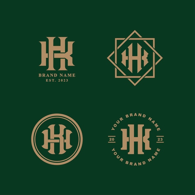 Carta de colección de monogramas HK o KH con estilo de enclavamiento para ropa de marca ropa de calle