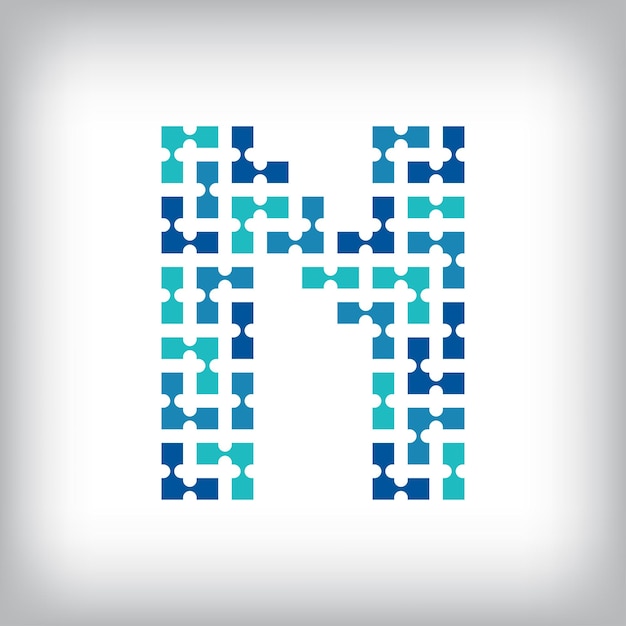 Carta de conexión de red N logotipo Comunicación creativa Gráficos de tono azul Medios digitales