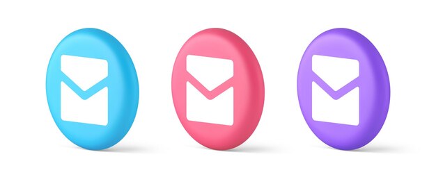 Carta de correo electrónico mensaje entrante sobre cerrado botón de aplicación móvil iconos 3D realistas