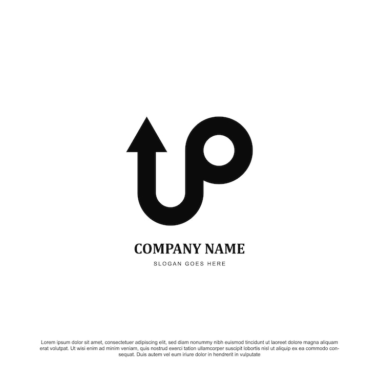 Vector carta creativa arriba con vector de diseño de logotipo de flecha de crecimiento