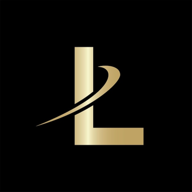 Carta creativa L Diseño del logotipo Vector plantilla del logotipo color dorado y fondo negro