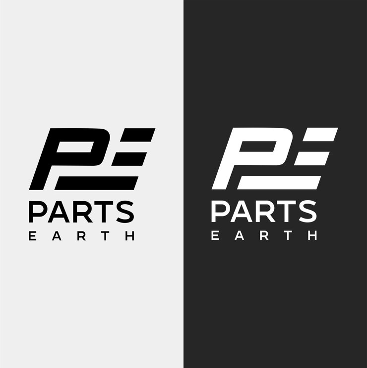 Vector carta creativa de pe con concepto de partes de la tierra diseño moderno de logotipo de pe para negocios