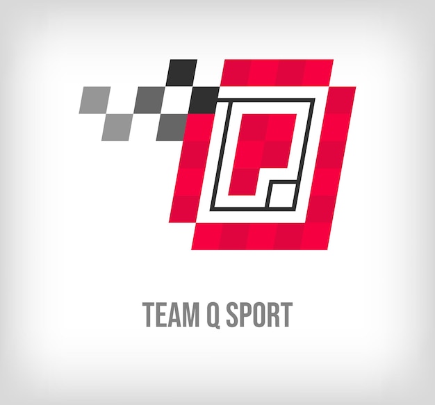 Carta creativa Q carreras y logotipo deportivo píxel moderno con nuevos colores de cultura alfabeto de fuente