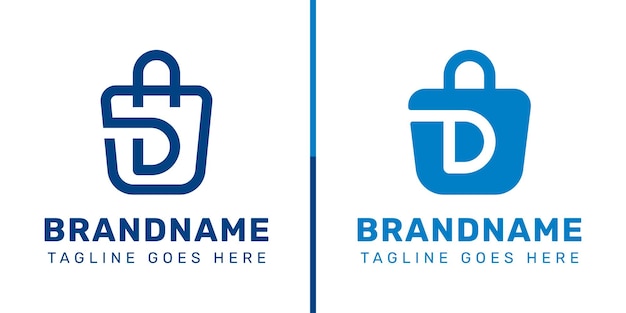 Carta D Logotipo de la bolsa de compras Conjunto que simboliza el estilo de conveniencia y la venta al por menor