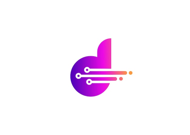 Carta D Tecnología plantilla de diseño de logotipo de monograma vectorial Carta D molécula Ciencia y biotecnología