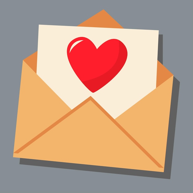 Una carta con una declaración de amor. dia del amor día de San Valentín. Una tarjeta de felicitación con una declaración de amor. Una imagen vectorial plana sobre un fondo gris.