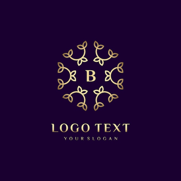 Vector carta de diseño de concepto de logotipo de lujo (b) para su marca con decoración floral