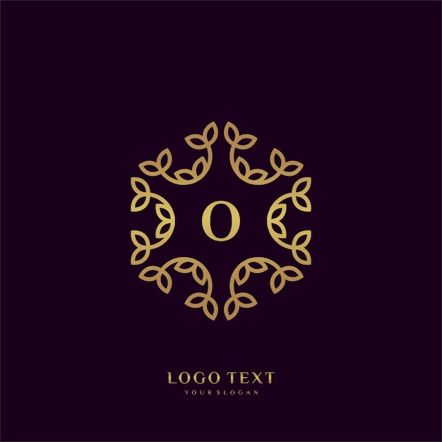 Carta de diseño de concepto de logotipo de lujo (O) para su marca con decoración floral