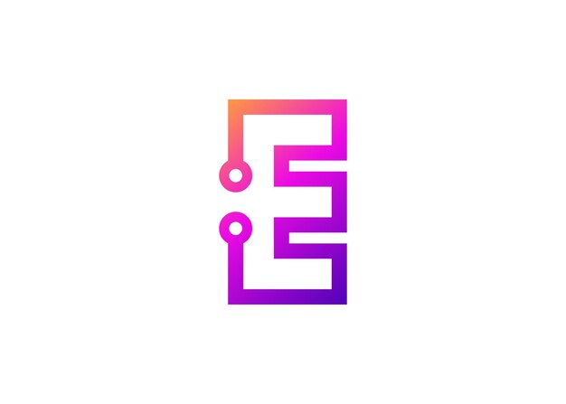 Carta E Tecnología modelo de diseño de logotipo de monograma vectorial Carta E molécula Ciencia y biotecnología