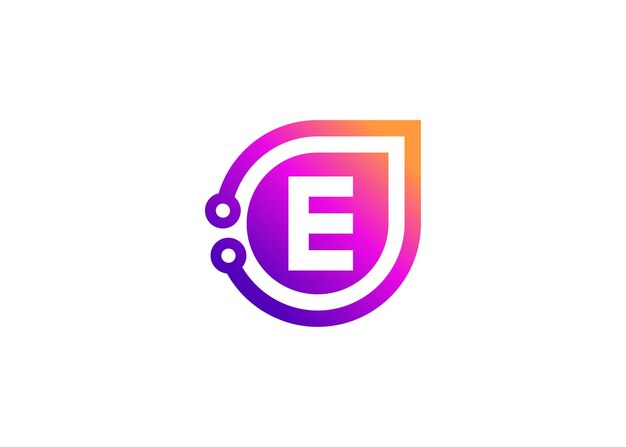 Carta E Tecnología plantilla de diseño de logotipo de monograma vectorial Carta E molécula Ciencia y biotecnología