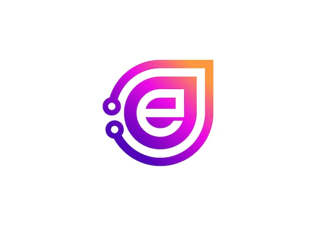 Carta E Tecnología plantilla de diseño de logotipo de monograma vectorial Carta E molécula Ciencia y biotecnología