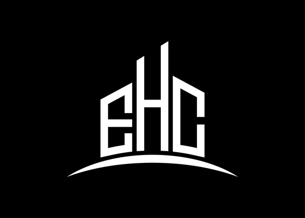Carta EHC Monograma vectorial del edificio plantilla de diseño del logotipo Forma del edificio Logotipo EHC