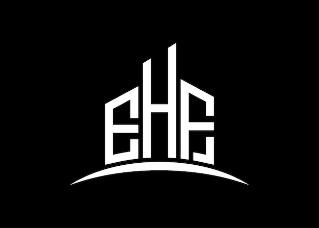 Carta EHF Monograma vectorial del edificio plantilla de diseño del logotipo Forma del edificio Logotipo EHF