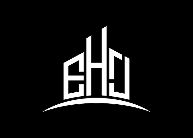 Carta EHJ Monograma vectorial del edificio plantilla de diseño del logotipo Forma del edificio Logotipo EHJ