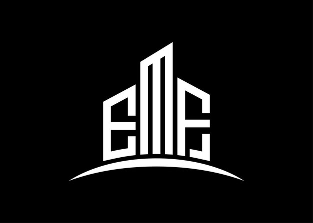 Carta EMF Monograma vectorial del edificio plantilla de diseño del logotipo Forma del edificio Logotipo EMF