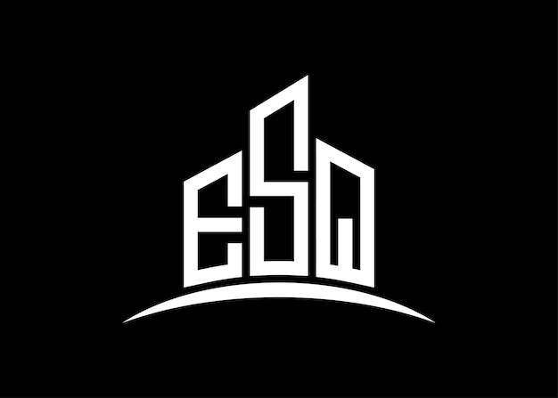 Carta ESQ Monograma vectorial del edificio plantilla de diseño del logotipo Forma del edificio Logotipo ESQ