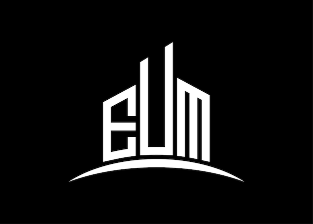 Carta EUM Monograma vectorial del edificio plantilla de diseño del logotipo Forma del edificio Logotipo EUM