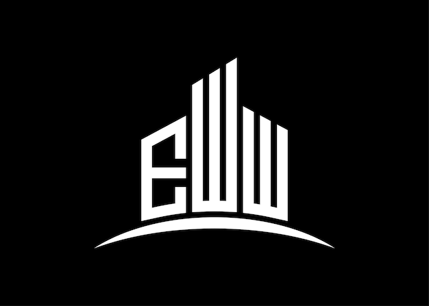 Carta EWW Monograma vectorial del edificio plantilla de diseño del logotipo Forma del edificio Logotipo EWW