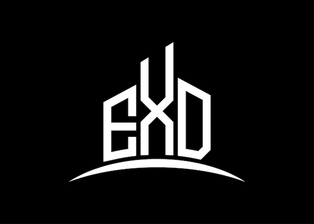 Carta EXD Monograma vectorial del edificio plantilla de diseño del logotipo Forma del edificio Logotipo EXD