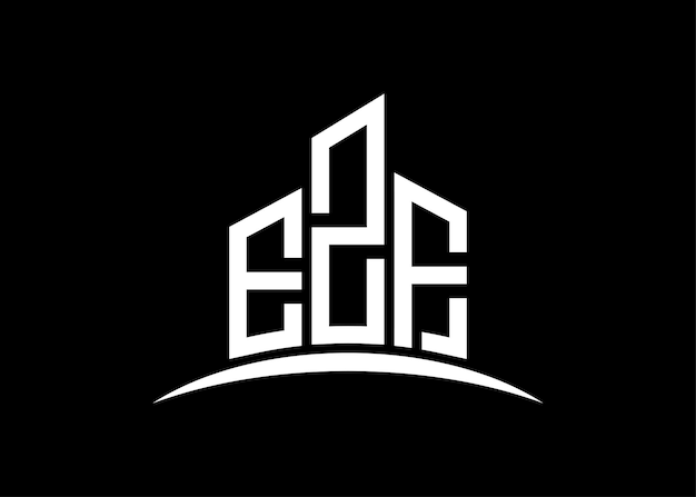 Carta EZF Monograma vectorial del edificio plantilla de diseño del logotipo Forma del edificio Logotipo EZF