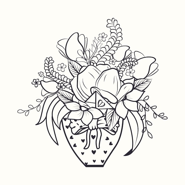 Carta de feliz día de san valentín con flores