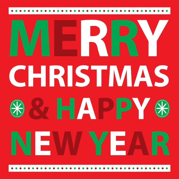 Carta de feliz navidad y próspero año nuevo con diseño de color rojo y verde