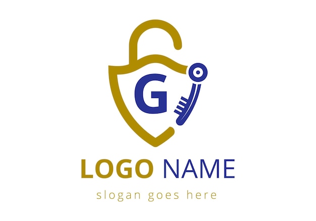 Carta G Logotipo de la llave Combinar con el casillero de la casa Logotipo de la llave de la llave Ilustración vectorial del símbolo del signo