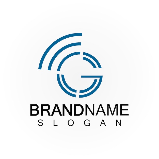 Carta G Señal Conectar Círculo Internet inalámbrico Wifi Templata de diseño de logotipo