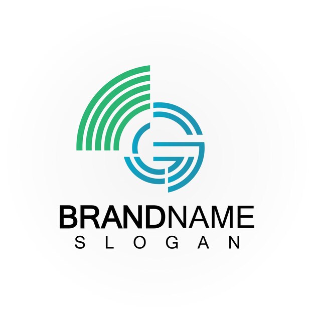 Carta G Señal Conectar Círculo Internet inalámbrico Wifi Templata de diseño de logotipo