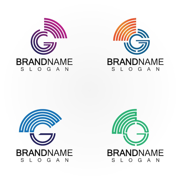 Carta G Señal Conectar Círculo Internet inalámbrico Wifi Templata de diseño de logotipo