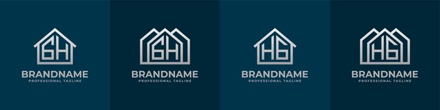 Carta GH y HG Home Logo Set Adecuado para cualquier negocio relacionado con el interior de la construcción de bienes raíces con iniciales GH o HG