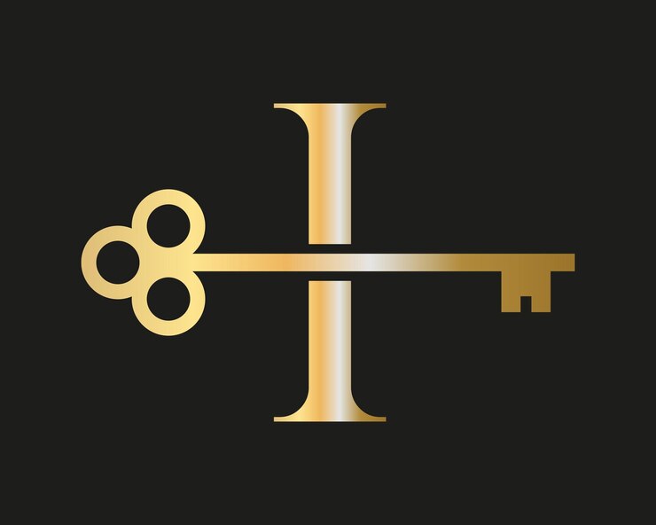 Carta I Logotipo de bienes raíces Concepto con cerradura de casa Clave Vector plantilla Casa de lujo Logotipo Señal de llave
