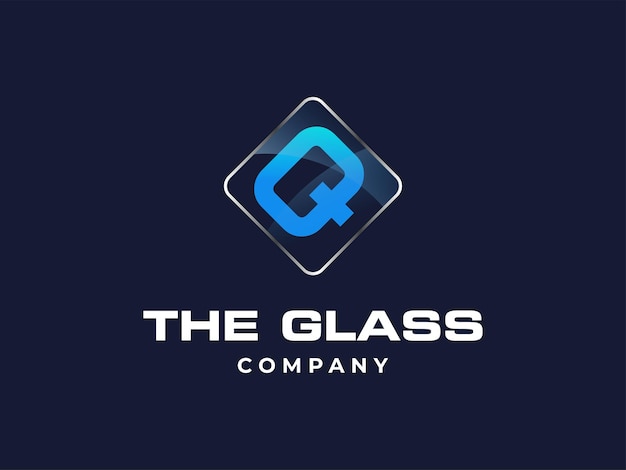 Una carta icono de la compañía de servicios de vidrio vector azul cristal vidrio trabaja símbolo o construcción