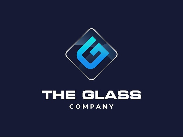 Una carta icono de la compañía de servicios de vidrio vector azul cristal vidrio trabaja símbolo o construcción