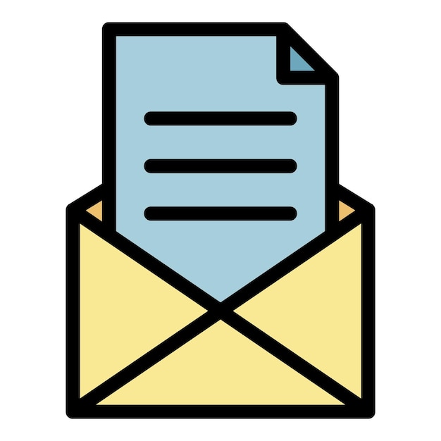 Carta en icono de sobre Carta de contorno en sobre vector icono color plano aislado