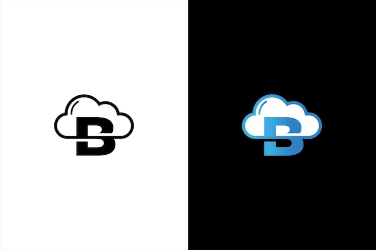 Vector carta inicial b con nube plana logotipo carta b nube plantillas de diseño creativo