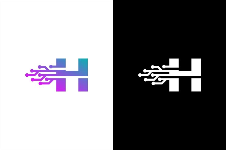 Vector carta inicial h logotipo de software carta h tecnología carta de circuito diseño del logotipo
