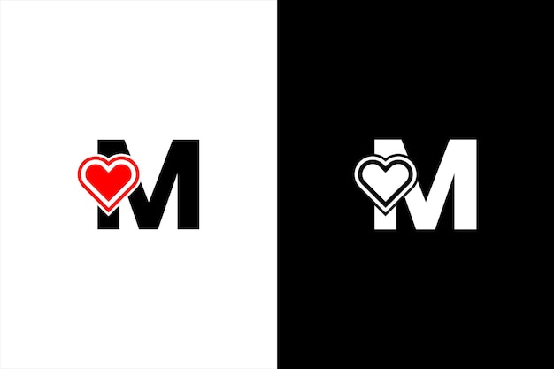 Carta inicial M Diseño de logotipo Amor Carta M Logotipos de San Valentín Vector logotipo moderno Diseños de logotipos Vector