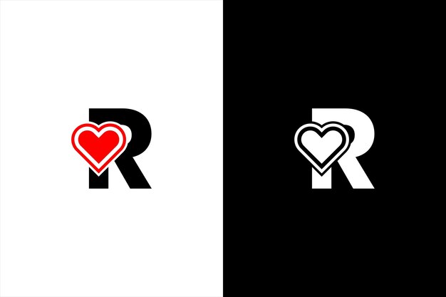 Vector carta inicial r diseño de logotipo amor carta r logos de san valentín vectorial logotipo moderno diseños de logotipo vector