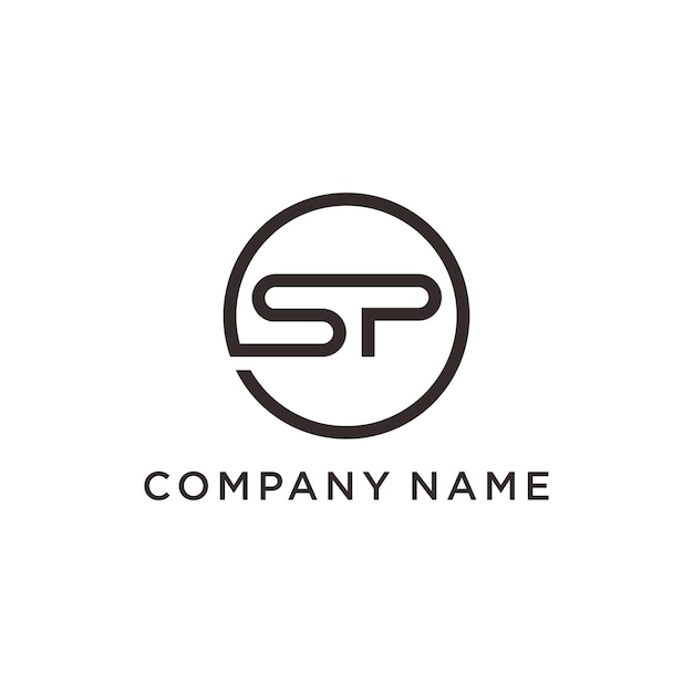 Carta inicial SP diseño elegante de plantilla de logotipo creativo