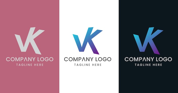 Carta inicial VK Diseño del logotipo Signo de símbolo moderno creativo sobresaliente