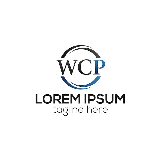 Carta inicial WCP diseño de logotipo de monograma de lujo moderno plantilla vectorial aislada